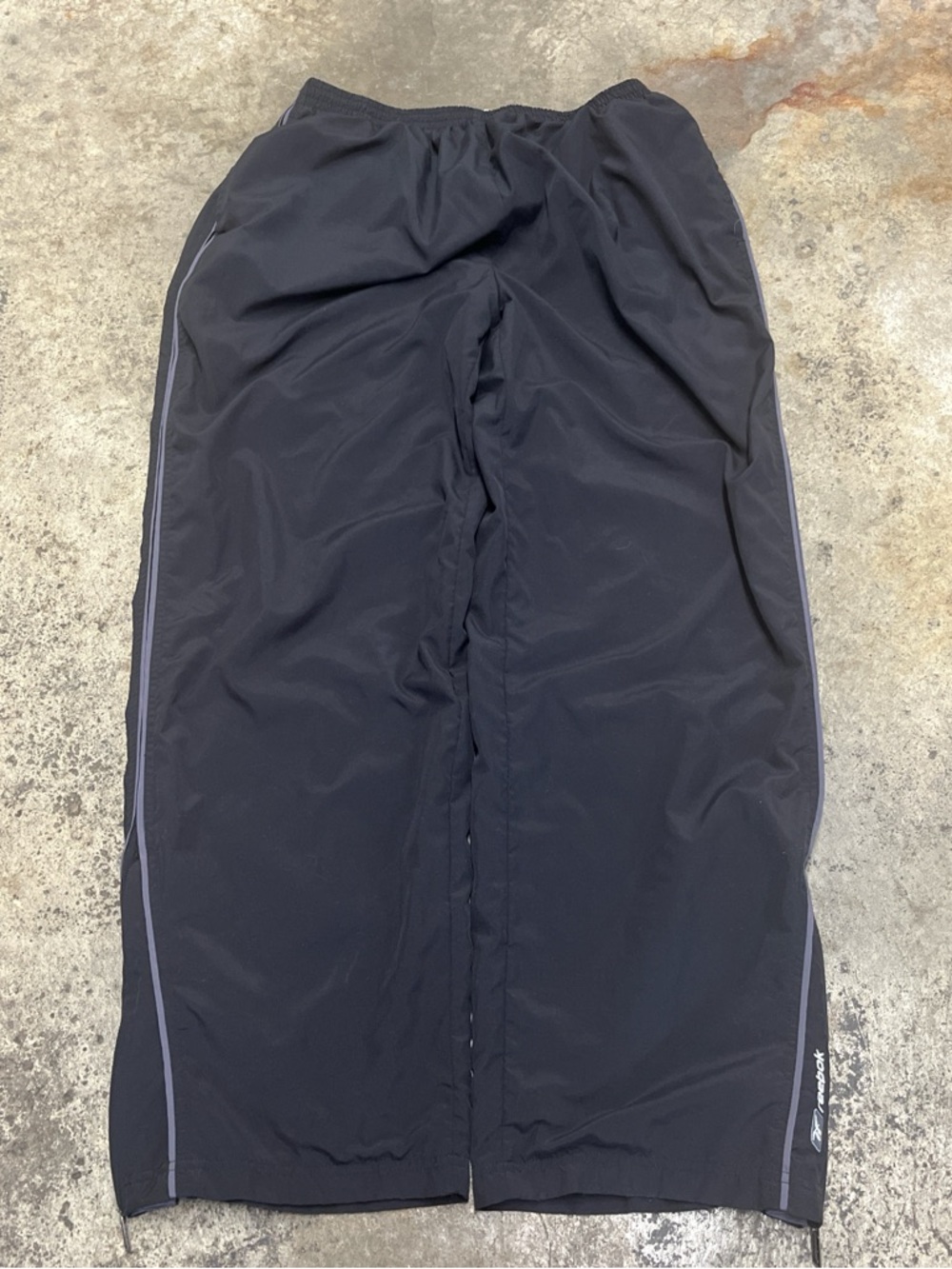 Y2K Reebok Track Pants Men’s Extra Large Black Baggy Lightweight Sports Casual